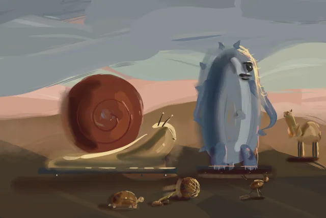 Desert Derby at Dusk, a painting by Captain Underpaint