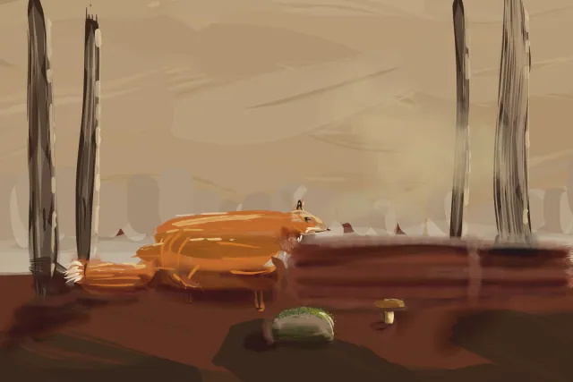 Fox in the Autumn Haze, a painting by Captain Underpaint