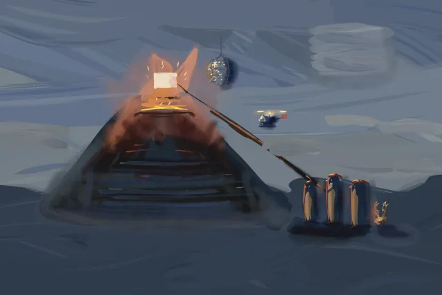 Nocturne, Disco Volcano, a painting by Captain Underpaint